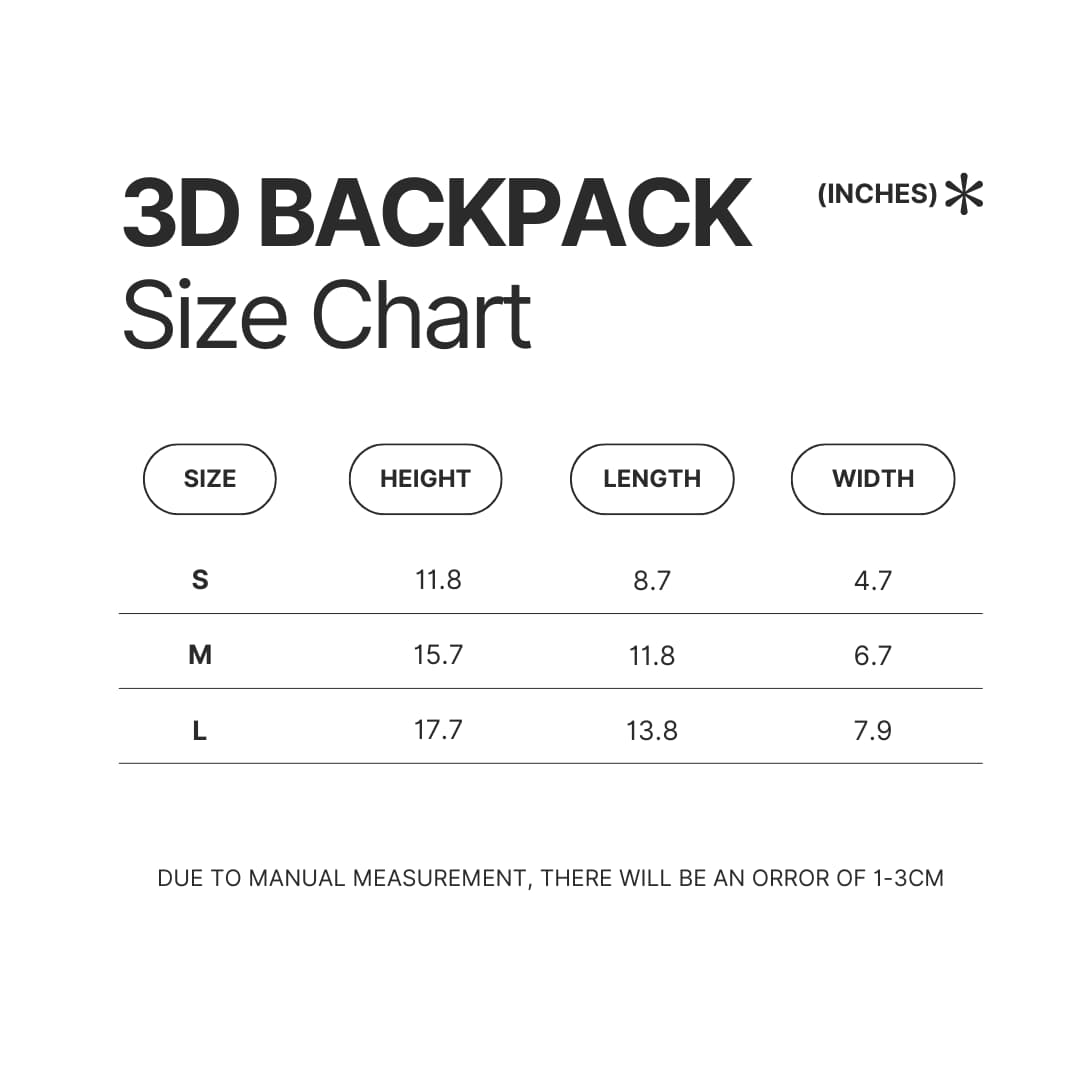 3D Backpack Size Chart - Ruri Rocks Store