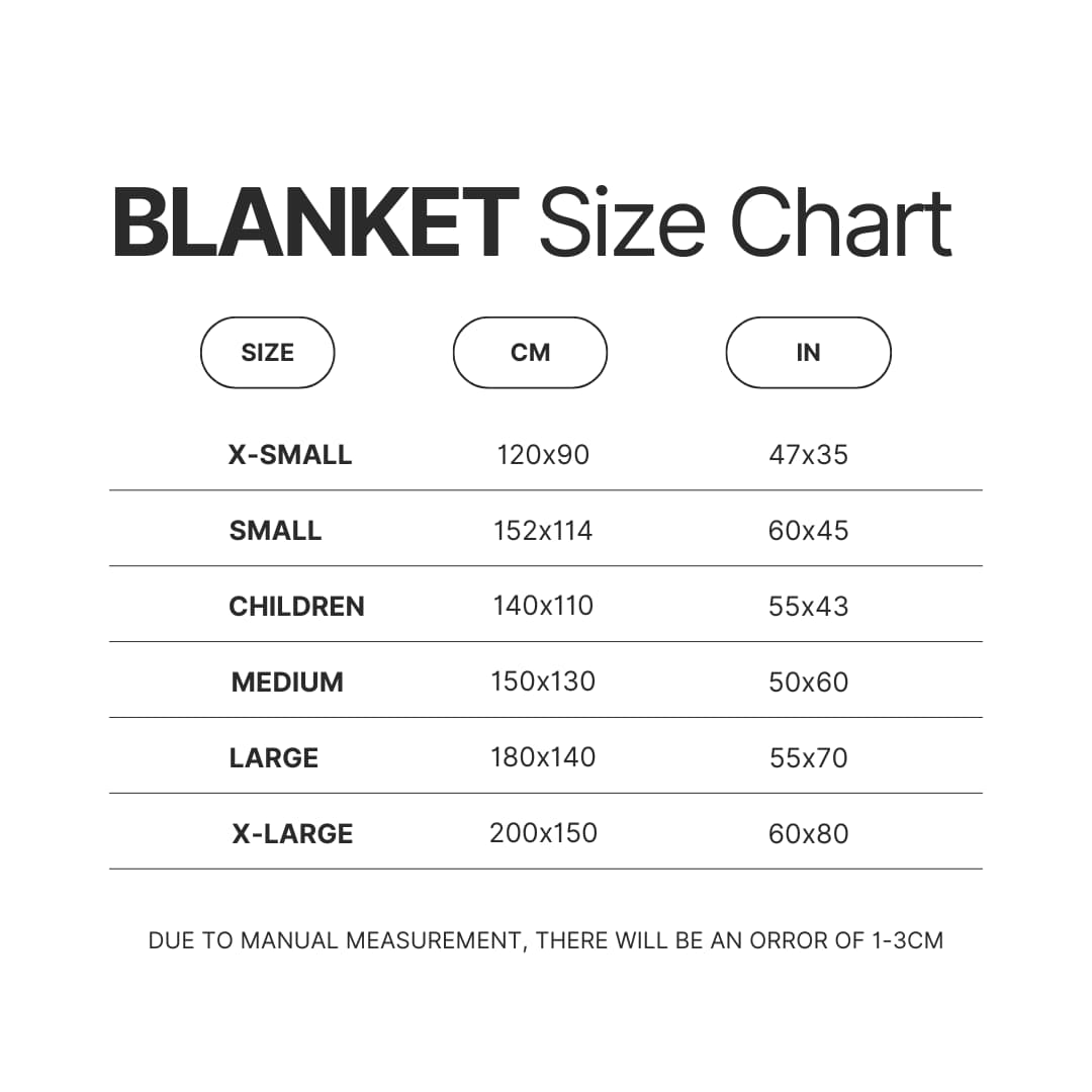 Blanket Size Chart - Ruri Rocks Store