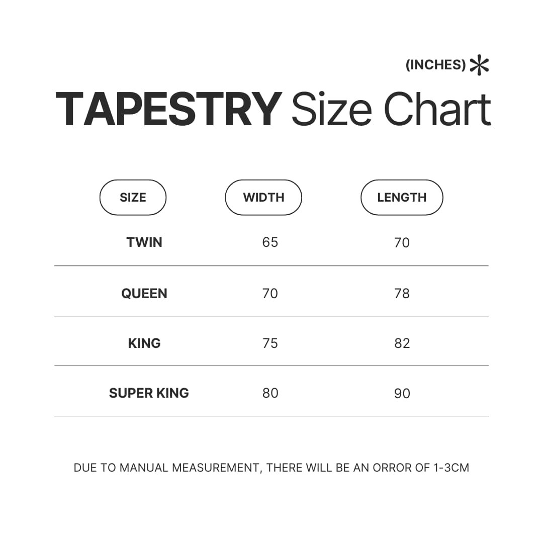 Tapestry Size Chart - Ruri Rocks Store